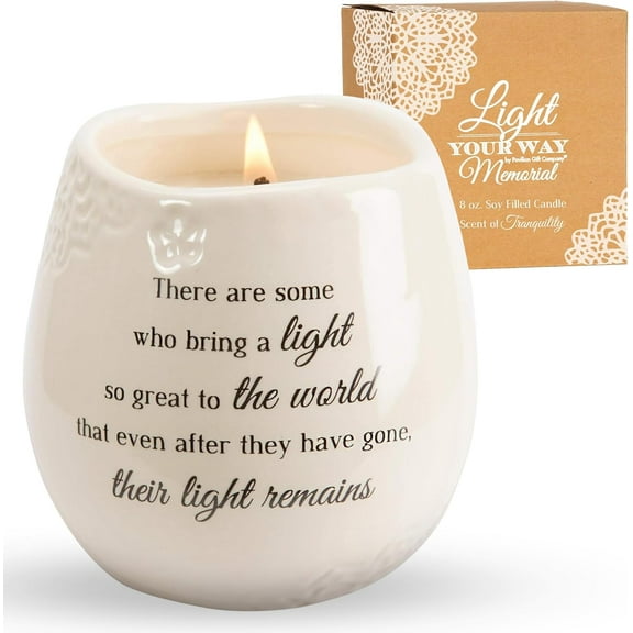 Pavilion Light Your Way Memorial Wick Soy Wax Candle, Tranquility Scent, White