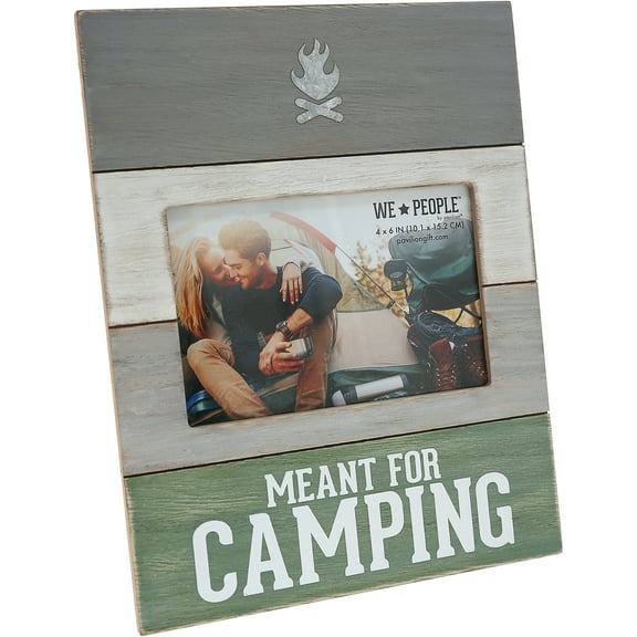 Pavilion - Meant For Camping- Textured Gray White Washed Wooden Picture Frame (Holds 4 x 6 inch Photo), Cabin Decor, Campfire, 1 Count (Pack of 1), 7.75" x 10"
