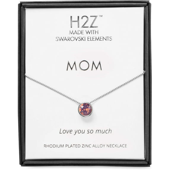 Pavilion - Mom Gift - Purple Opal Swarovski Elements Rhodium Silver Pendant Necklace With 17.5 Inch Chain
