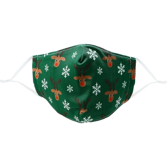 Pavilion - Pet Paw Print & Candy Cane Bone Christmas Cat/Dog - Kids 6+ - Cotton & Polyester Reusable Fabric Face Mask with Filter Pocket