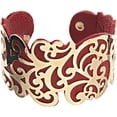 thumbnail image 1 of Pavilion - Red & Gold Flourish Fashion Cuff Bracelet - One Size Fits All, 1 of 7