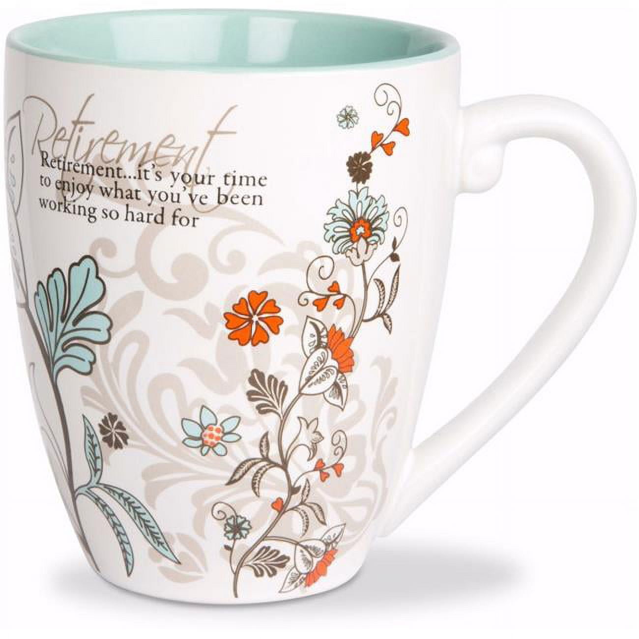 Floral White Ceramic Christmas Mug, 20 oz