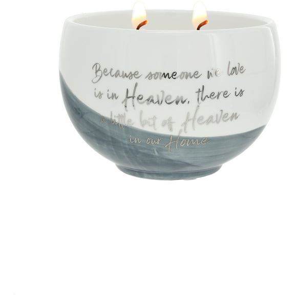 Pavilion - Because Someone We Love is in Heaven, There is A Little Bit of Heaven in Our Home - 15 Oz Soy Wax Candle in Ceramic Vessel in Memory Loss of Loved One Remembrance Bereavement Funeral Gift