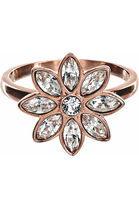 Pavilion - Swarovski Elements Flower 18K Rose Gold Plated Size 7 Ring