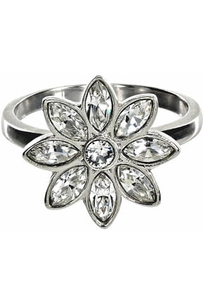 Pavilion - Swarovski Elements Flower Silver Rhodium Plated Size 9 Ring