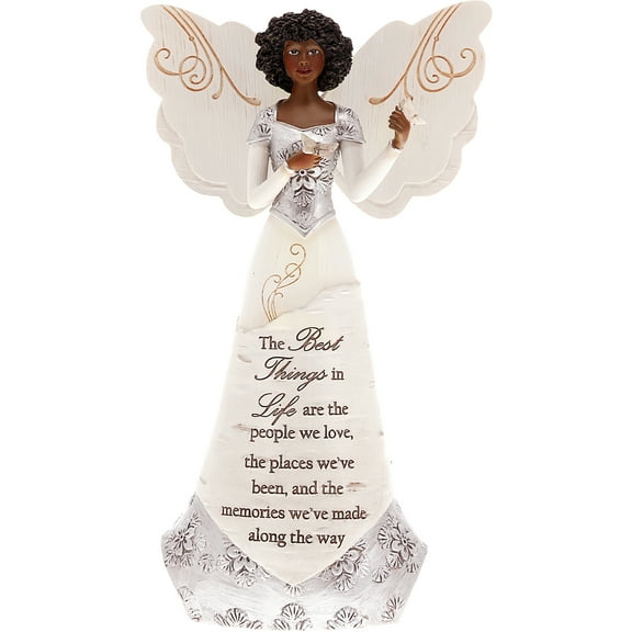 Pavilion - The Best Things in Life - 8" Ebony African American Angel Figurine Religious God Jesus Christ Gift Home Decor Present