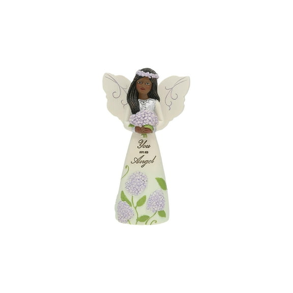 Pavilion - You are an Angel - 5" Ebony African American Angel Figurine Floral Spring Home Decor Religious Survivor Hospital Stay Present
