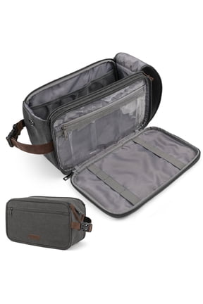 Pavilla Toiletry Bag, Mens Dopp Kit Bag, Canvas Travel Toiletry Bag, Water Resistant Shaving Bathroom Organizer for Travel, Gym, Shower Toiletries Storage for Grooming Accessories (Extra Large, Grey)