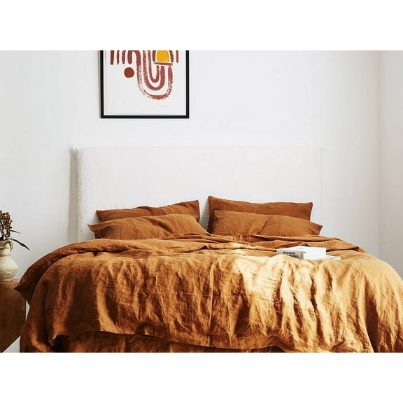 Pavish Export Burnt orange linen bedding set 1 Duvet cover and 2 Pillowcases in burnt orange color Comforter cover set Softened linen bedding Cal.King