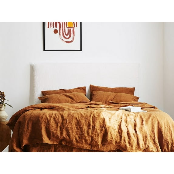 Pavish Export Burnt orange linen bedding set 1 Duvet cover and 2 Pillowcases in burnt orange color Comforter cover set Softened linen bedding Full