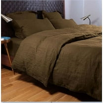 Pavish Export Chocolate Brown Linen Duvet Cover Stonewashed Bedding Donna Quilt Cover Set With 2 Matching Pillow Sham Twin