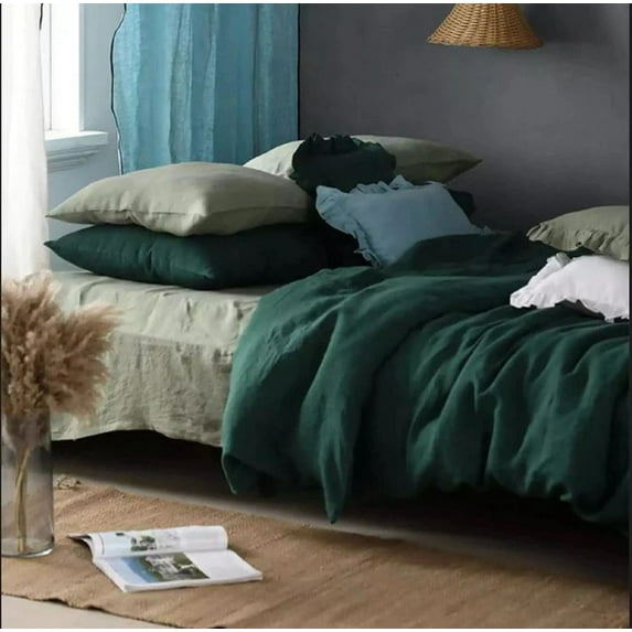 Pavish Export Cotton Duvet Cover In Forest Green (3 PCS) Duvet Cover and Two Pillowcases Soft Boho Bedding Duvet Cover Set Cal.King