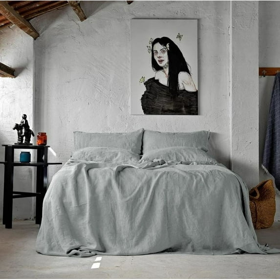 Pavish Export Cotton Duvet Cover In Sage Green Natural stonewashed Bedding Donna Quilt Cover With 2 Pillow king