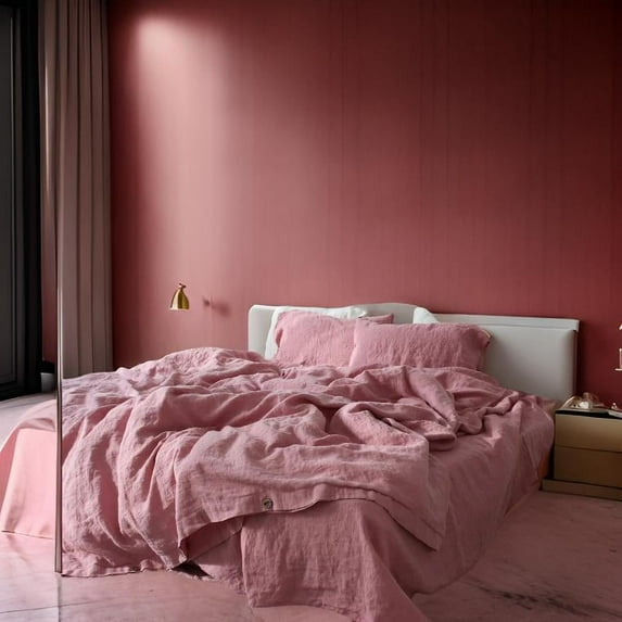 Pavish Export Cotton Duvet Cover in Dusty Pink Stonewashed Cotton Bedding Set Over Size 120X120"