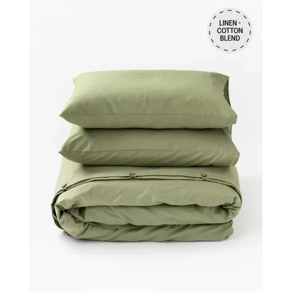 Pavish Export Cotton Duvet Cover in Light Green Stonewashed Duvet Cover With Coconut Button Softed Bedding Duvet Cover Set Sup.king