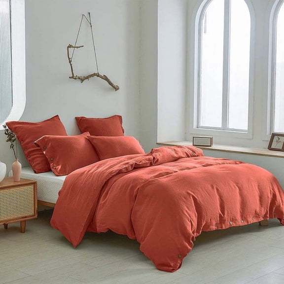 Pavish Export Cotton Duvet Cover in Rust Stonewashed Cotton Bedding Set Queen 1 Duvet Cover Softened Cotton Bedding Comforter Cover Quilt Cover