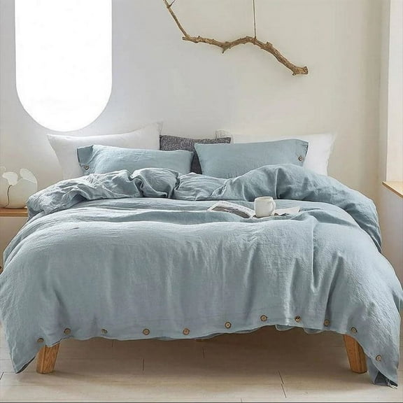 Pavish Export Cotton Duvet Cover in Sky Blue Washed Soft Duvet Cover With Coconet Button Comforter Bedding Duvet Cover 2 Pillow Twin