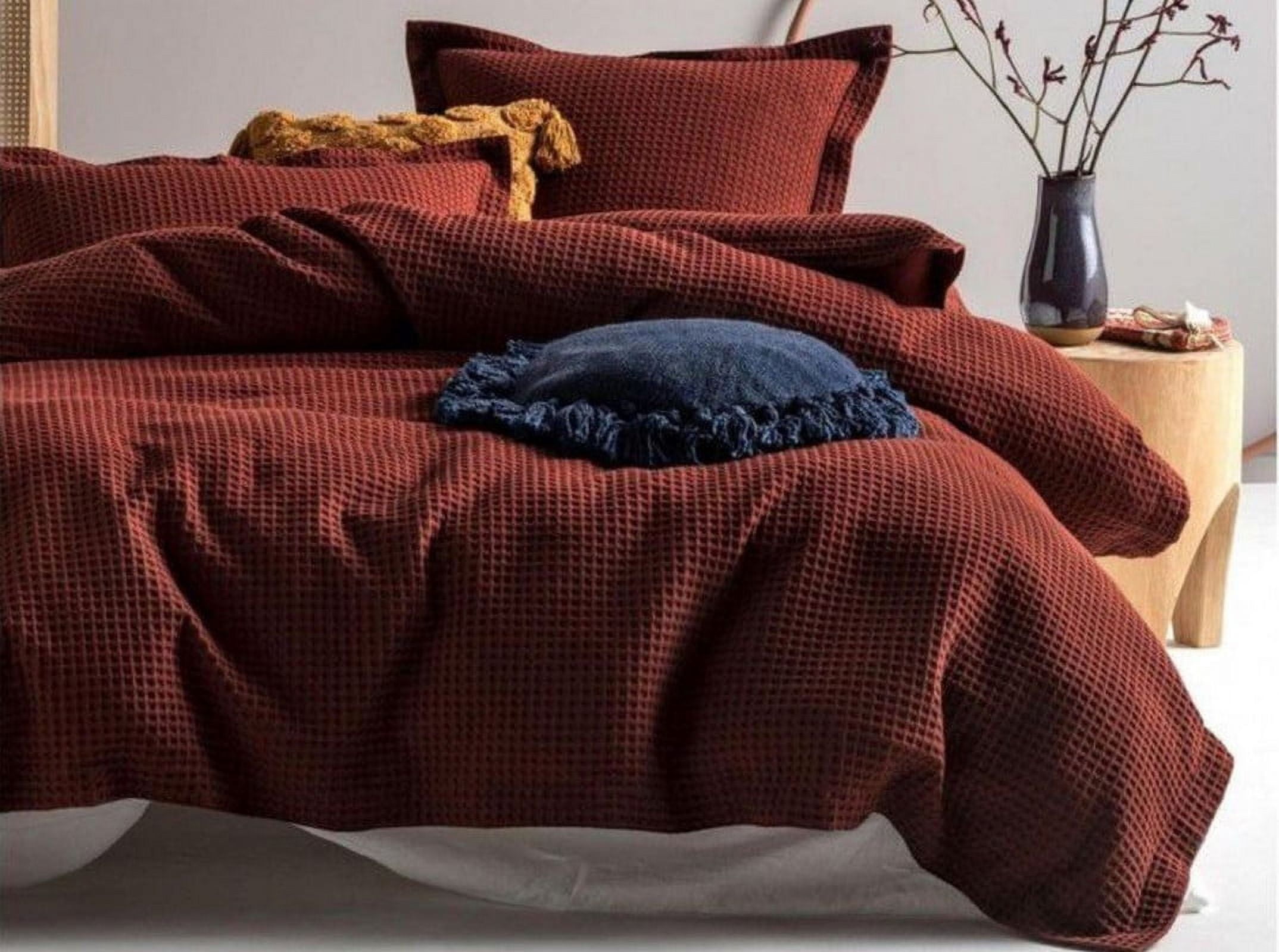 Pavish Export Cotton Waffle Bedding Duvet Cover In Red 3 Pcs Duvet Cover And Two Pillow Case Boho Bedding Custom Sizes Duvet Cover Set King