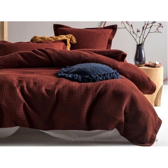 Pavish Export Cotton Waffle Bedding Duvet Cover In Red 3 Pcs Duvet Cover And Two Pillow Case Boho Bedding Custom Sizes Duvet Cover Set King