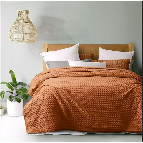 Pavish Export Cotton Waffle Duvet Cover In Cinnamon Cotton Bedding Duvet Cover With Matching Pillow Cases Cinnamon Orange Bedding Set Twin