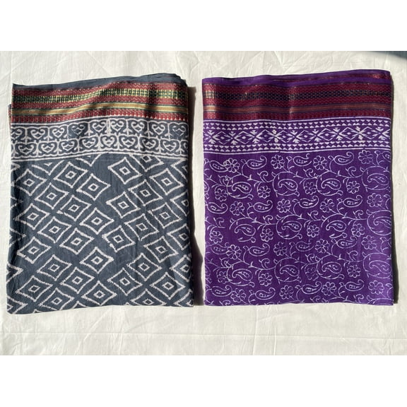 Pavish Export- Hand Block Printed Zari Cotton Sarong, Beach Wrap Pareo, Long Scarf, Large Sarong