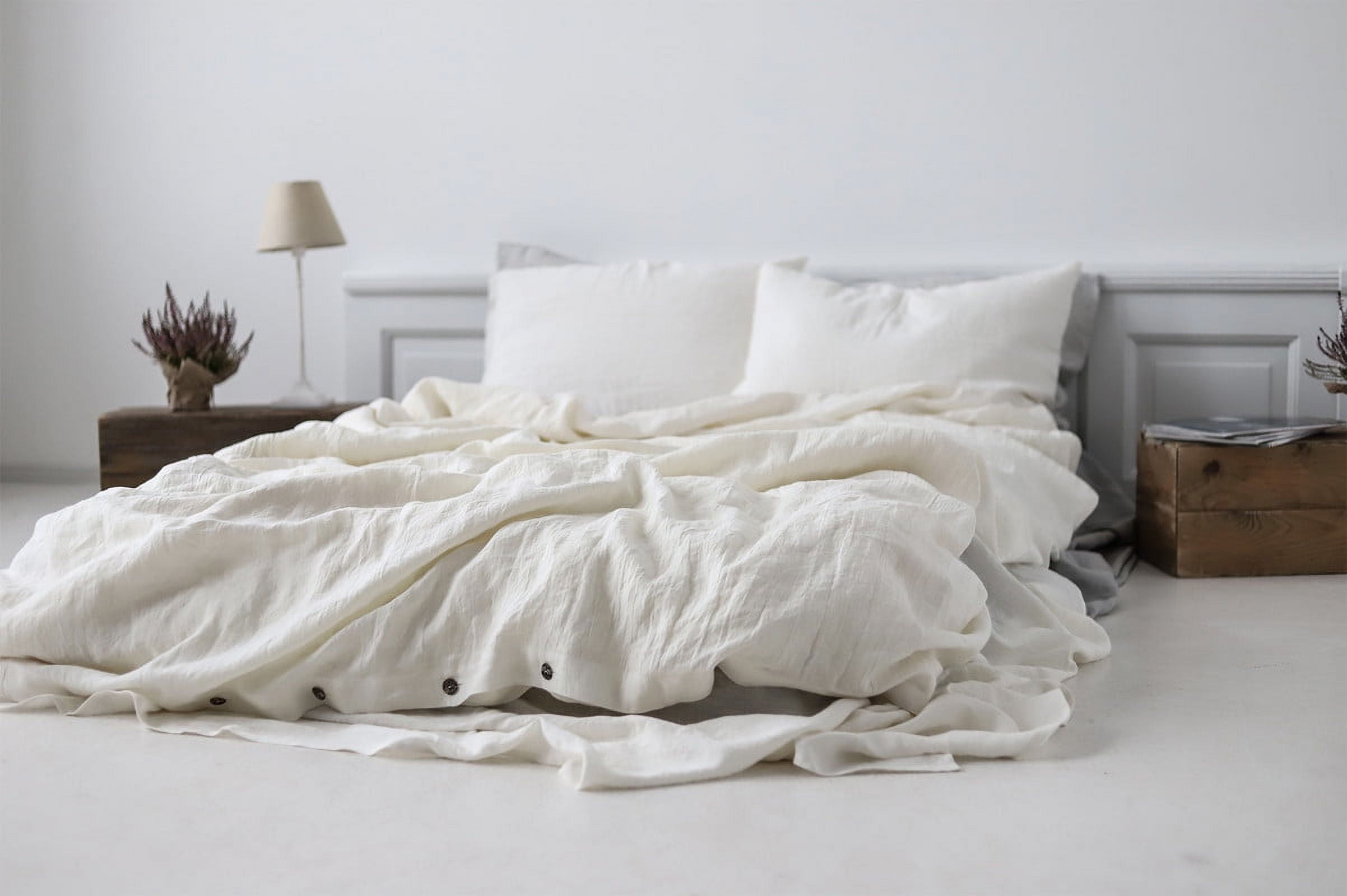 Pavish Export Ivory Bedding Duvet Cover Set 3 Pieces 100% Washed Cotton Duvet Cover Linen Like Textured Breathable Durable Soft Comfy Twin