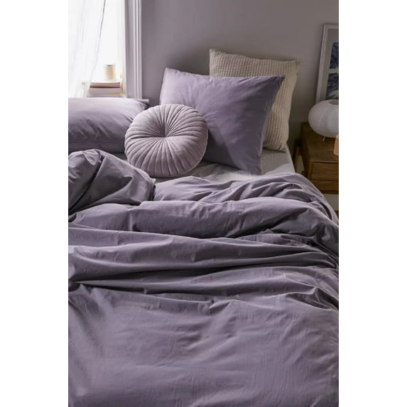 Pavish Export Lilac Color Washed Linen Duvet Cover With 2 Matching Pilow Case Boho Comforter Quilt Cover Queen