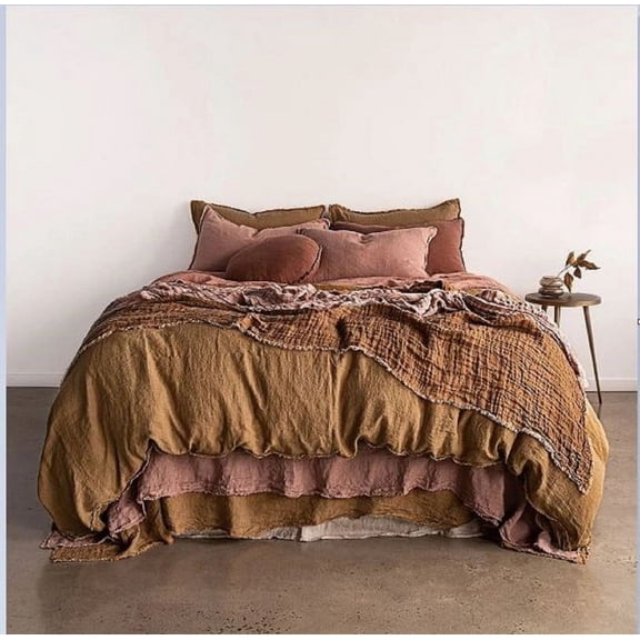 Pavish Export Linen Duvet Cover In Cinnamon Bedding Stonewashed Natural Quilt Cover 2 Matching Pillow Case Sham Queen
