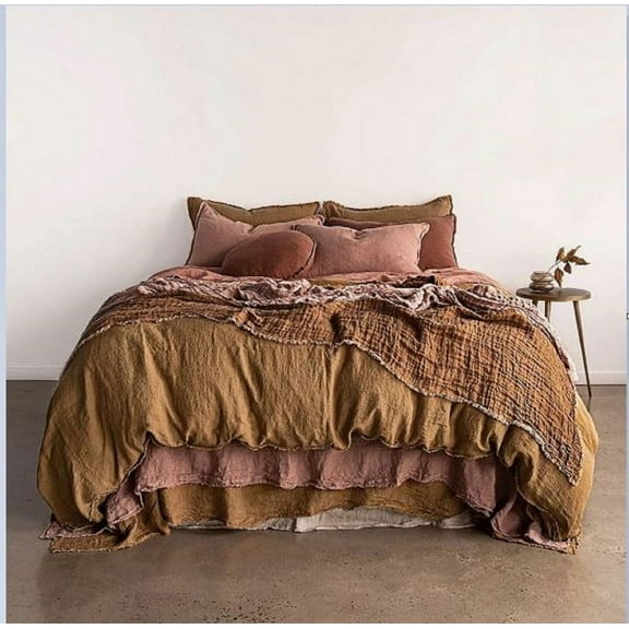 Pavish Export Linen Duvet Cover In Cinnamon Bedding Stonewashed Natural Quilt Cover 2 Matching Pillow Case Sham Twin