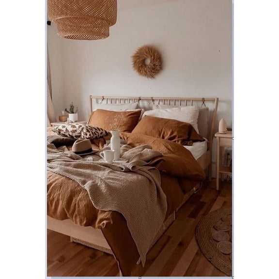 Pavish Export Linen Duvet Covr In Cinnamon Stonewashed Comforter Donna Quilt Cover Set 2 Matching Pillow Case 120X120