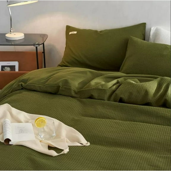 Pavish Export Moss Green 3 Pcs Waffle Duvet Cover Set Cotton Duvet Cover Quilt Cover full double toddler Cotton Duvet Cover Set Duvet Cover Twin Xl