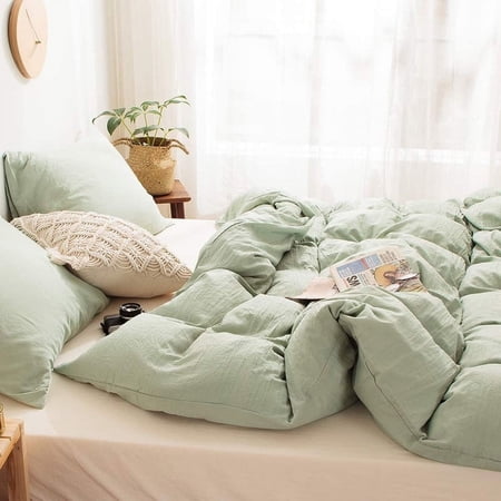 Pavish Export Sage Green Duvet Cover Twin Size Modern Minimalist Style Solid Color Bedding Set 3 Pieces Soft Comforter Covers
