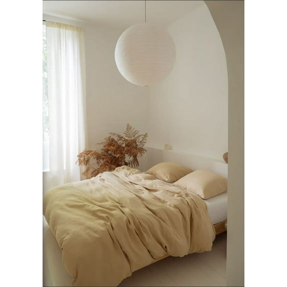 Pavish Export Sandy yellow linen duvet cover, washed linen bedding, linen comforter cover Queen King California sizes Twin