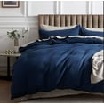 thumbnail image 1 of Pavish Export Waffle Cotton Duvet Cover In Navy Blue 100% Cotton Waffle Weave Bedding Set with 2 Pillow Shams Comforter and Quilt Cover Over Size 98X120, 1 of 4