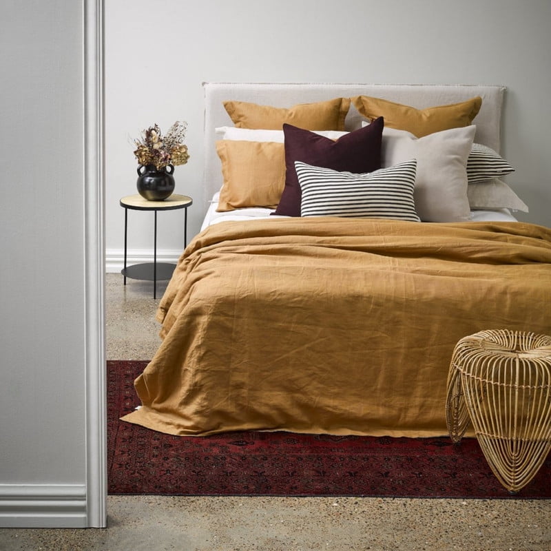 Pavish Export Yellow Mustard Linen Duvet Cover Set, Linen Bedding, Comforter Cover with Button, Mustard Bedding, Boho Bedding King