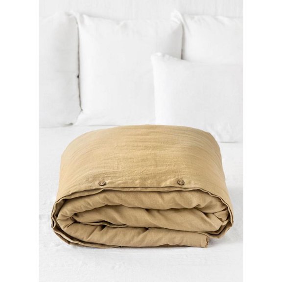 PavishExport Sandy Beige Color Linen Duvet Cover Stonewashed Custom Bedding Quilt Cover Set 2 Pillow Case Sham Sup.king