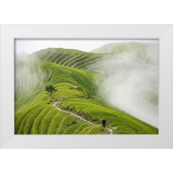 Pavlin, Miha 18x13 White Modern Wood Framed Museum Art Print Titled - Pingan Rice Terraces