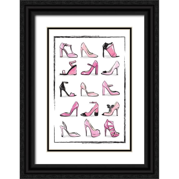 Pavlova, Martina 11x14 Black Ornate Wood Framed with Double Matting Museum Art Print Titled - Pink Shoes