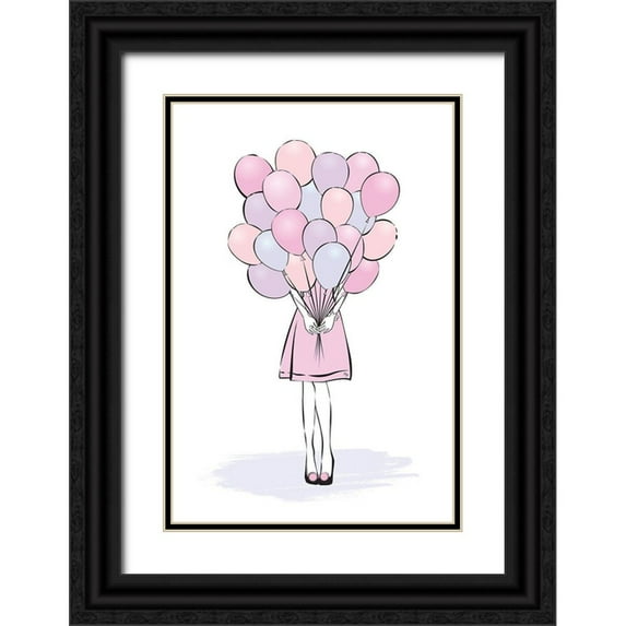 Pavlova, Martina 23x32 Black Ornate Wood Framed with Double Matting Museum Art Print Titled - Balloons