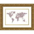 thumbnail image 1 of Pavlova, Martina 24x17 Gold Ornate Wood Framed with Double Matting Museum Art Print Titled - Peony Map, 1 of 4