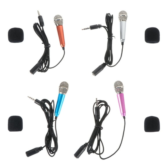 Pavo 4Pcs Cell Phone Microphones Earphone Handheld Mini Microphones for Home Karaoke