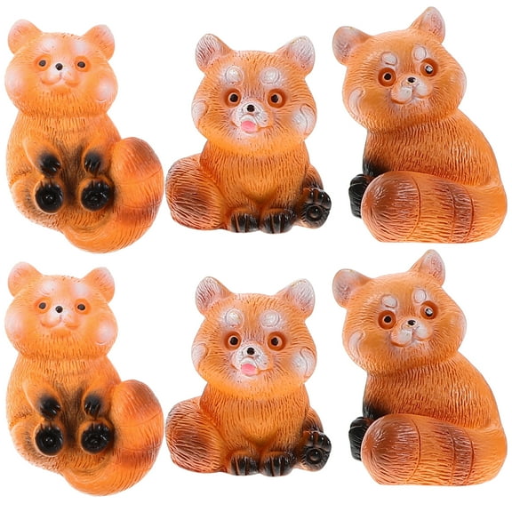 Pavo 6pcs Miniature Panda Statues Resin Craft Panda Mini Garden Animal Statues Decoration