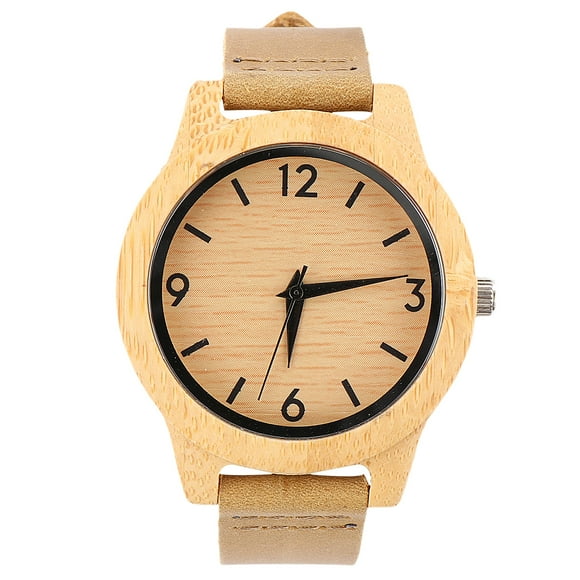 Pavo Watch Leather Strap Quartz Wristwatch Creative Carbonized Bamboo Couple Watch