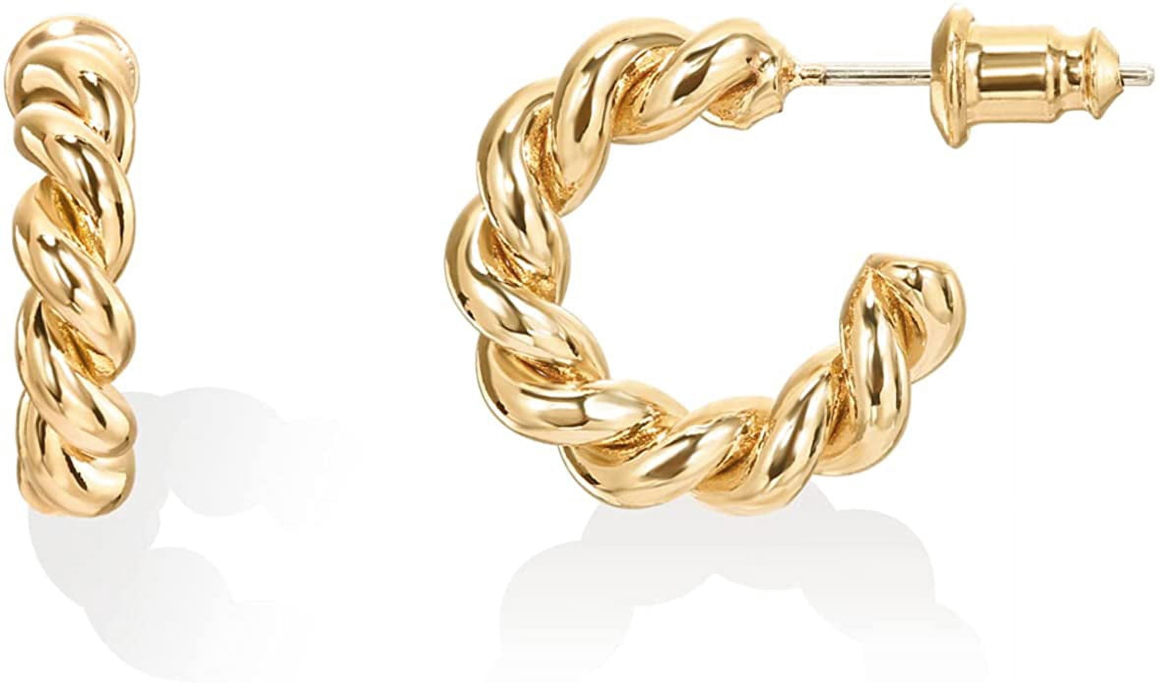 PAVOI 14K Gold Plated, 925 Silver Post, Twisted Rope Hoop Earrings for ...