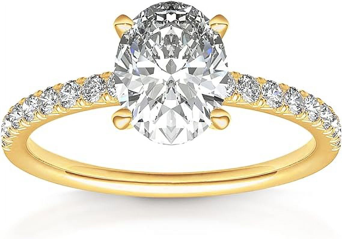Pavoi Oval AAAAA Cubic Zirconia Engagement Ring, 14K Yellow Gold Plated ...