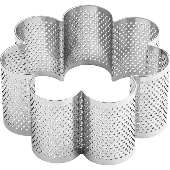 Pavoni Stainless Steel Perforated Cake Ring, Flower, 4.0" x 1.9"