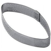 Pavoni XF11 Perforated Pointed-Oval Stainless Steel Tart Ring 2-1/4 Inch x 3-7/8 Inch x 3/4 Inch High