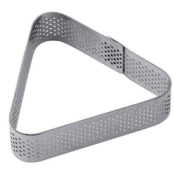 Pavoni XF16 Perforated Rounded-Triangle Stainless Steel Tart Ring 2-7/8 Inch x 3/4 Inch High