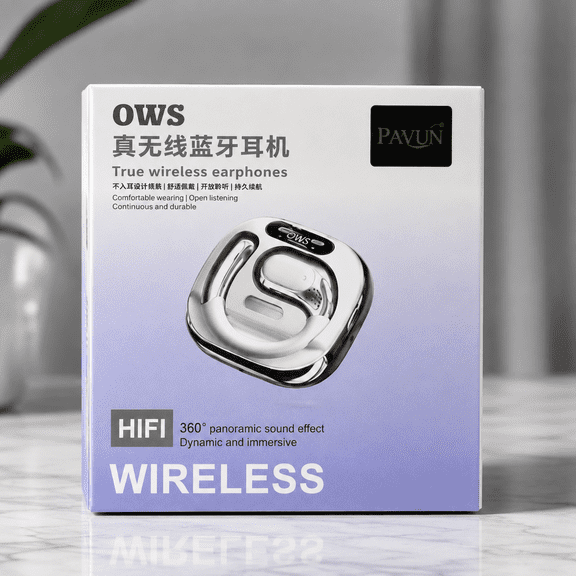 Pavun OWS True Wireless Earphones Bluetooth 5.4 Open Ear HiFi Stereo Headset, New