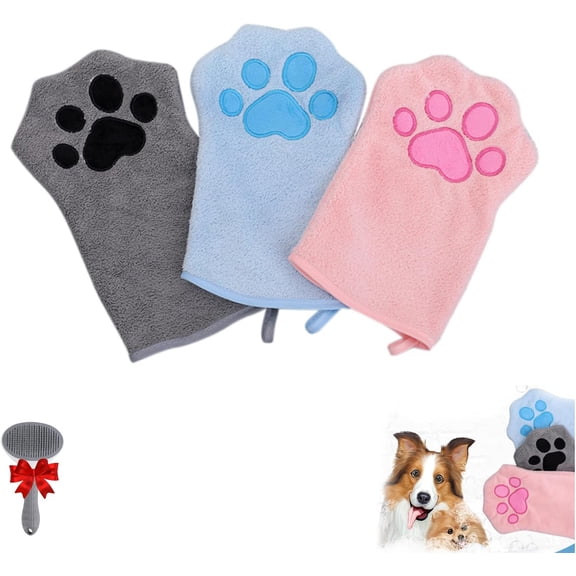 Paw Bathing Towel for Cats, Ultra Absorbent Microfiber Dog Cat Towel with Paw Print Design, Quick Drying Pet Bath Towel, Suitable for Cats and Dogs